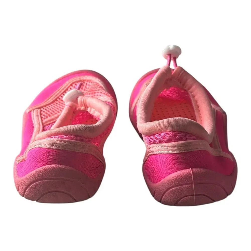 Wonder Nation Girls Swim Shoes Pink Mesh Slip On Size 9-10 Adjustable Drawstring